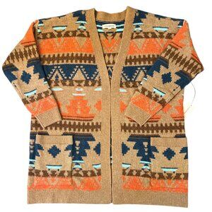 Lucky Brand Aztec Print Open Front Cardigan Size XL